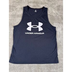 Under Armour Mens Loose Fit Graphic Tank Top Black White Logo Size Large 0336
